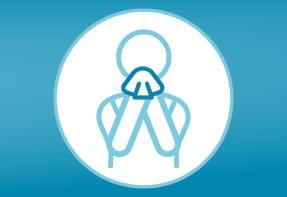Flu Icon showing a man sneezing into a tissue