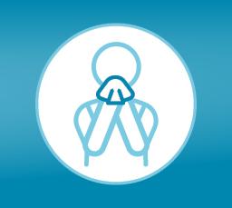 Icon of someone blowing their nose because of the flu