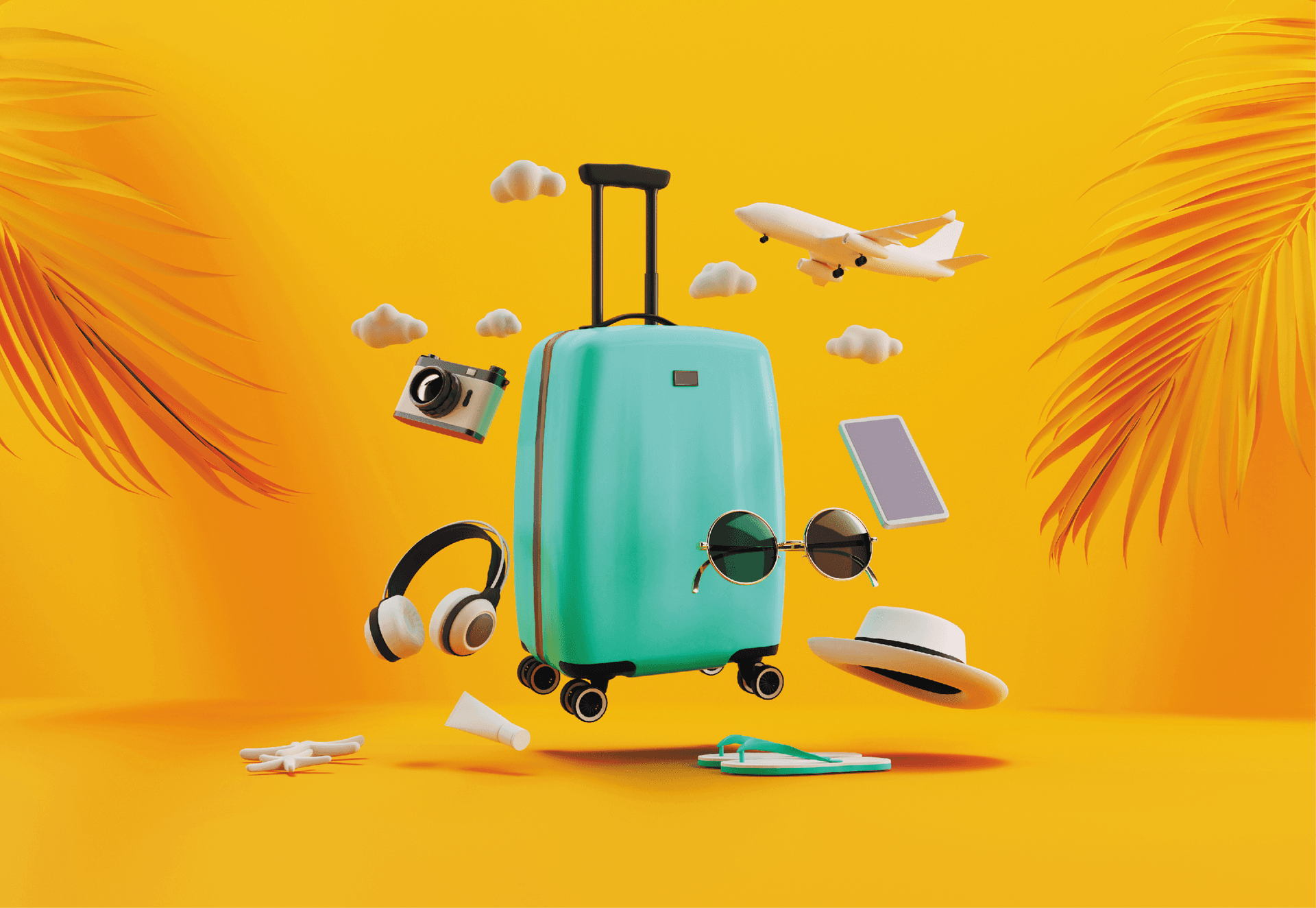 Suitcase with items surrounding it 