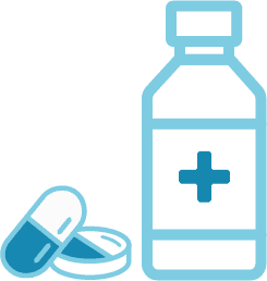 tablets and bottle of medicine icon