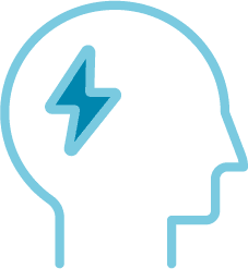 head icon with lightening bolt through brain